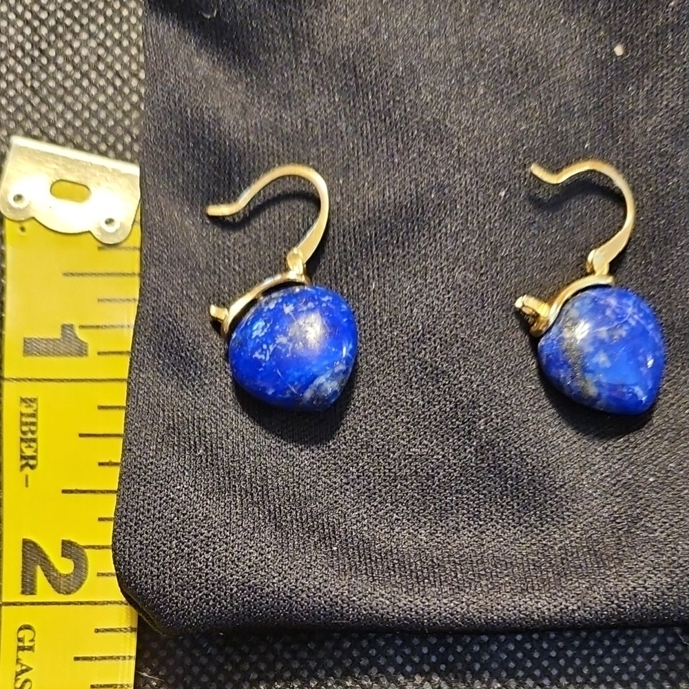 Blue Stone Dangle Huggie Earrings